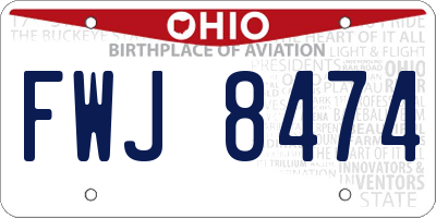 OH license plate FWJ8474