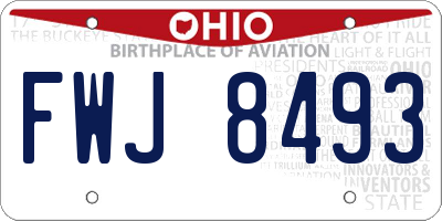 OH license plate FWJ8493