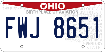 OH license plate FWJ8651