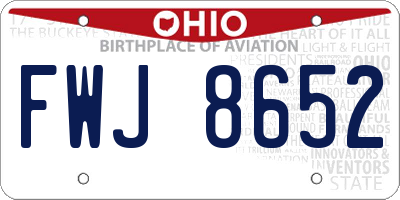 OH license plate FWJ8652