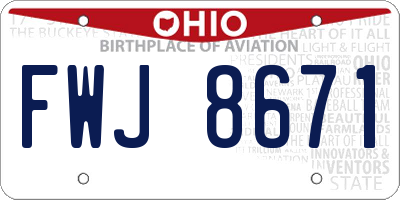 OH license plate FWJ8671