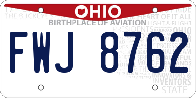 OH license plate FWJ8762