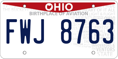 OH license plate FWJ8763