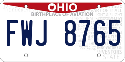 OH license plate FWJ8765