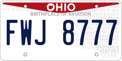 OH license plate FWJ8777
