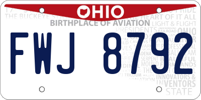 OH license plate FWJ8792