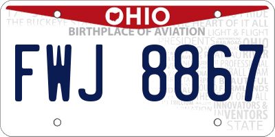 OH license plate FWJ8867