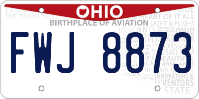 OH license plate FWJ8873