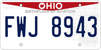 OH license plate FWJ8943