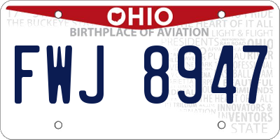 OH license plate FWJ8947
