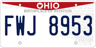 OH license plate FWJ8953