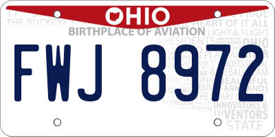 OH license plate FWJ8972