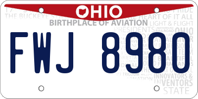 OH license plate FWJ8980