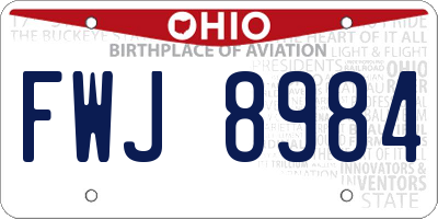 OH license plate FWJ8984