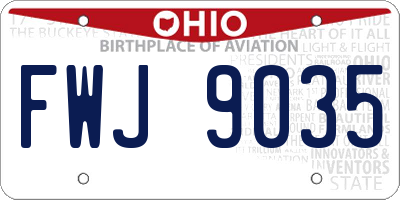 OH license plate FWJ9035