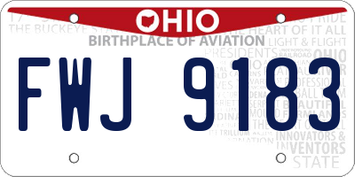 OH license plate FWJ9183