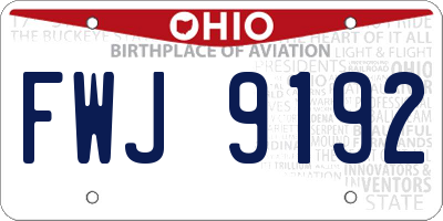 OH license plate FWJ9192