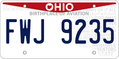 OH license plate FWJ9235