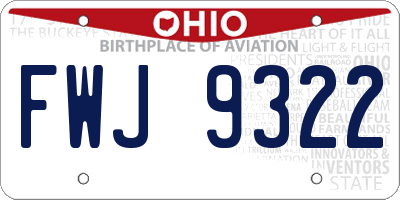 OH license plate FWJ9322