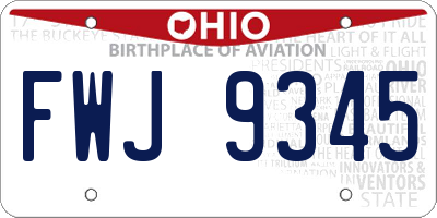 OH license plate FWJ9345