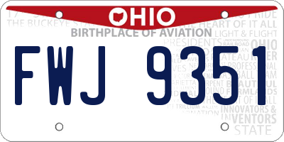 OH license plate FWJ9351