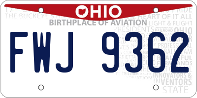 OH license plate FWJ9362