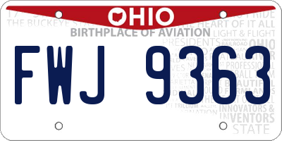 OH license plate FWJ9363