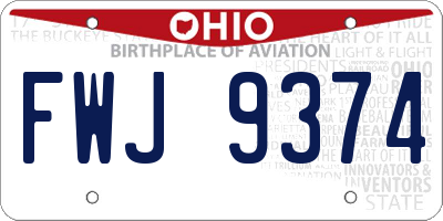 OH license plate FWJ9374