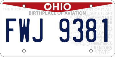 OH license plate FWJ9381