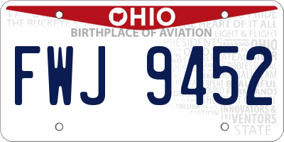 OH license plate FWJ9452
