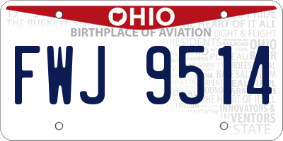 OH license plate FWJ9514