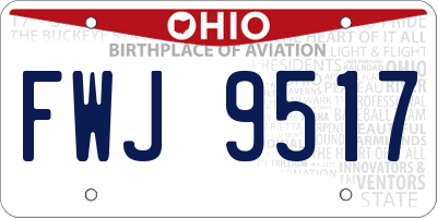 OH license plate FWJ9517