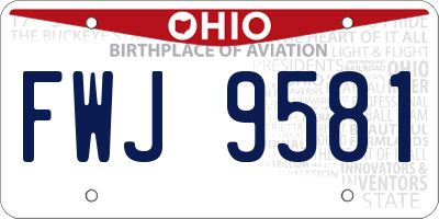 OH license plate FWJ9581