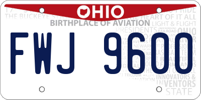 OH license plate FWJ9600
