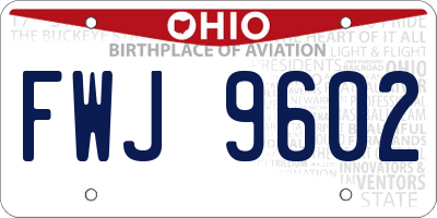 OH license plate FWJ9602