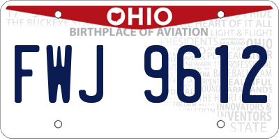 OH license plate FWJ9612