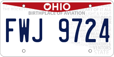 OH license plate FWJ9724