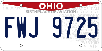 OH license plate FWJ9725