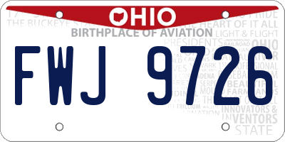 OH license plate FWJ9726