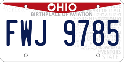 OH license plate FWJ9785