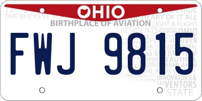 OH license plate FWJ9815