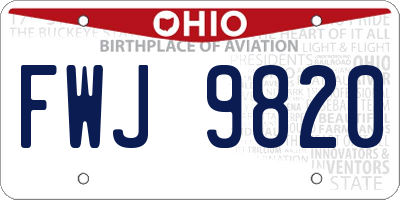 OH license plate FWJ9820