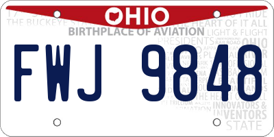 OH license plate FWJ9848