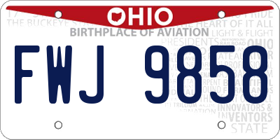 OH license plate FWJ9858