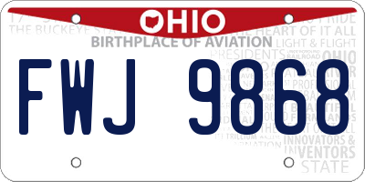 OH license plate FWJ9868