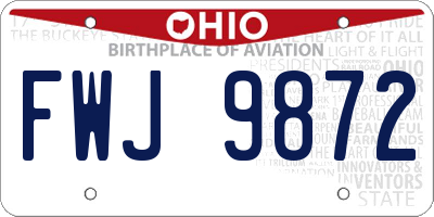 OH license plate FWJ9872
