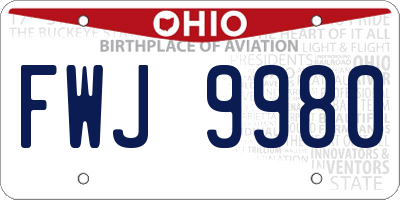 OH license plate FWJ9980