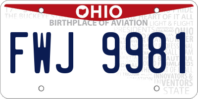 OH license plate FWJ9981