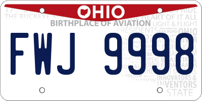 OH license plate FWJ9998