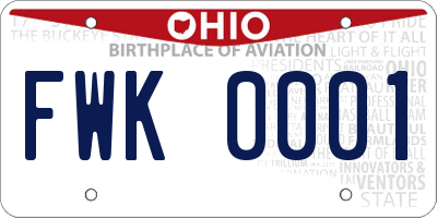OH license plate FWK0001